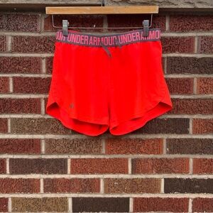 Under Armour Hot Coral Pink Dolphin Hem Athletic Shorts